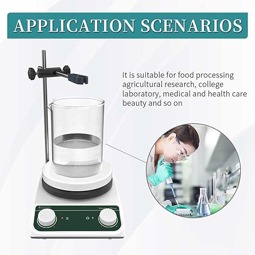 Miniatura 5 de Lab - Agitador magnético de 500.0 °F/500 ℉, placa caliente, mezclador magnético de 3 L, control de perilla de placa calefactora de 50 a 1500 rpm