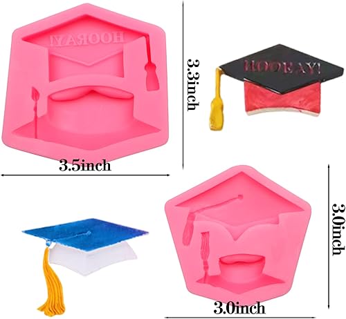 Miniatura 2 de Moldes de silicona para chocolate con tapa de graduación, moldes para hornear fondant de graduación 2023 para decoración de pasteles, decoración de