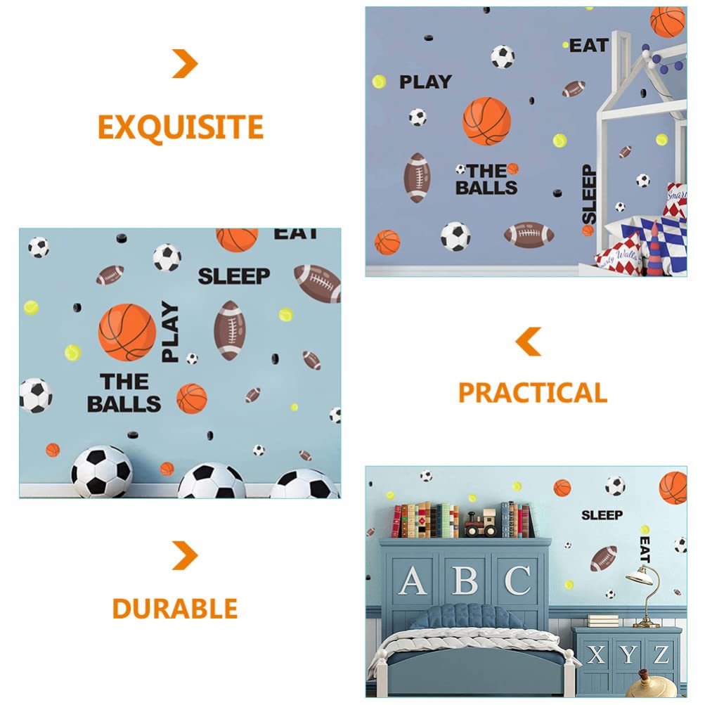 Adesivo Murale Sportivo a Palloni per Cameretta Ragazzo Ragazza Pvc | DIY Rimovibile, Motivo Cartoon Creativo e Adorabile, Decorazione per Parete