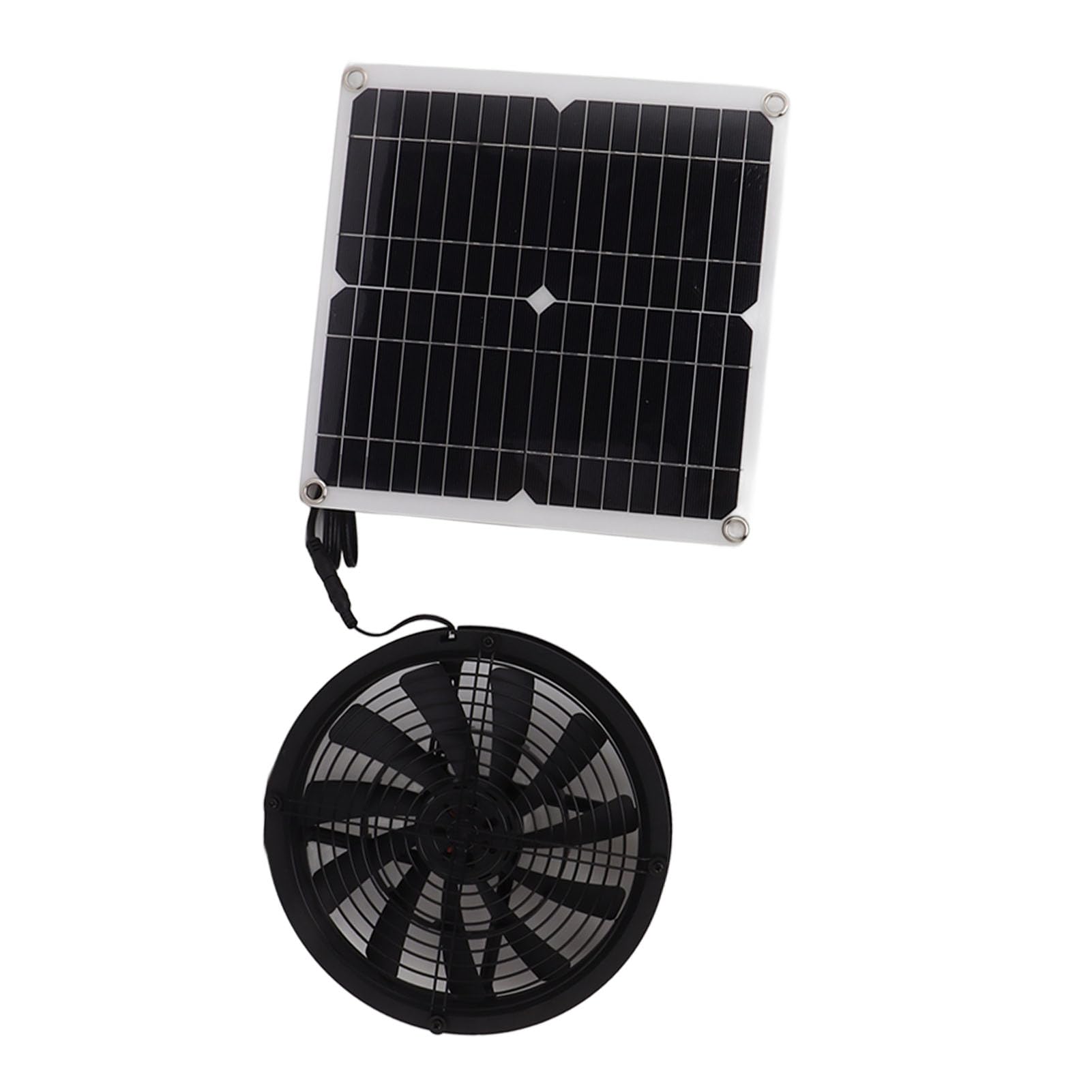 FTVOGUE Kit de Ventilador de Panel Solar con Red Protectora Metálica para | Extractor de Aire Resistente a la Intemperie, Aleación de Aluminio ABS de Hierro, Interfaz de Cable de CC, Adecuado para
