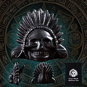 Authentic Aztec Death Whistle, Up to 125+ Decibels Screams Creepy Human Sounding Whistle for Halloween, Unique Skull Design (Black)