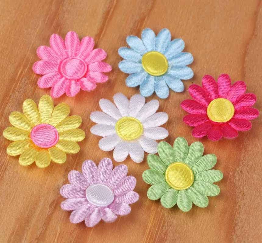 Image of YYCRAFT Pack of 100pcs Satin Flower w /Center 1 1 /8″-Mix Color