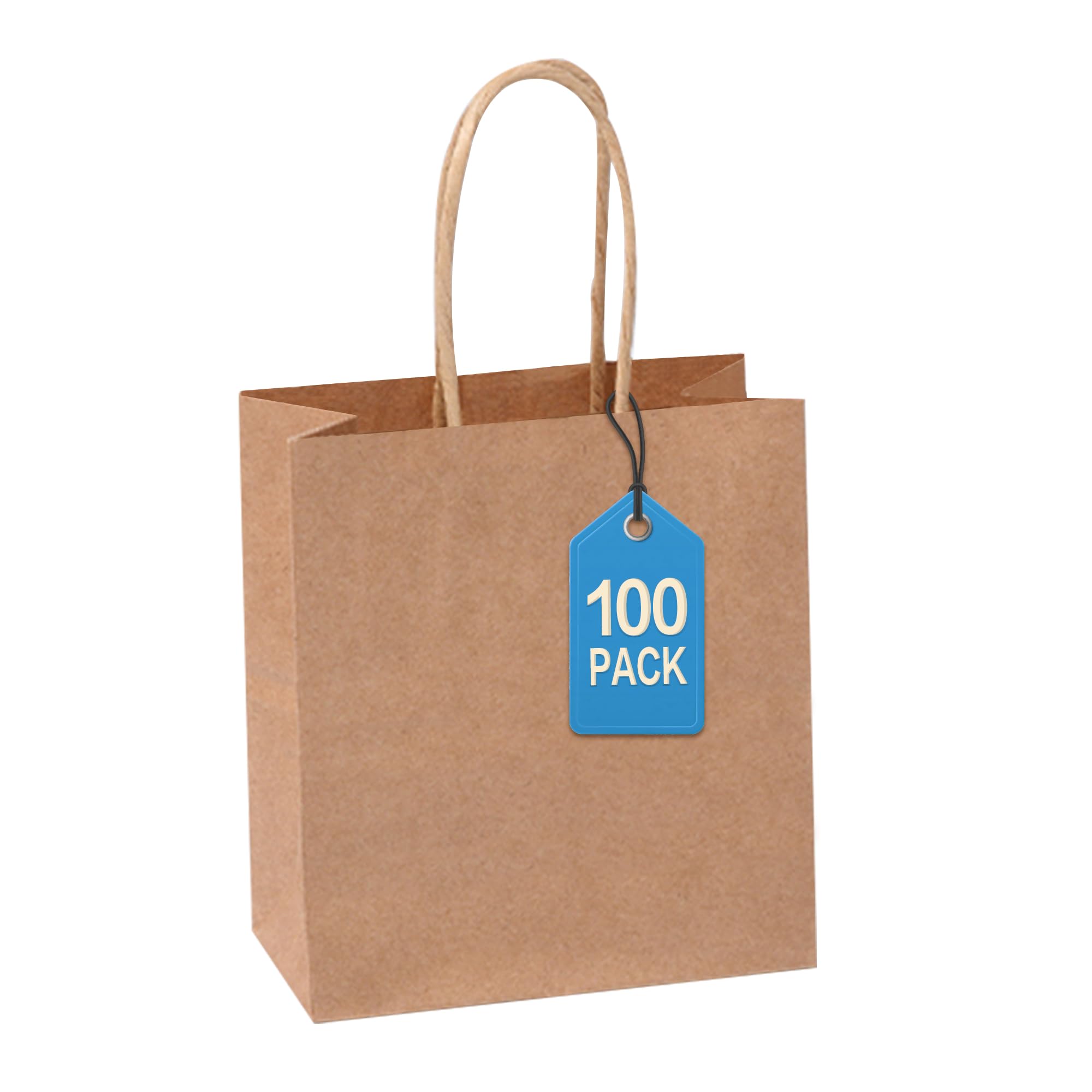 HAPPY CHEERS Kraft Paper Gift Bags,100 Pack Large Paper Bags with handles,8x4.5x10 Inches Thick Large Paper Shopping Bags for Boutique,Brown