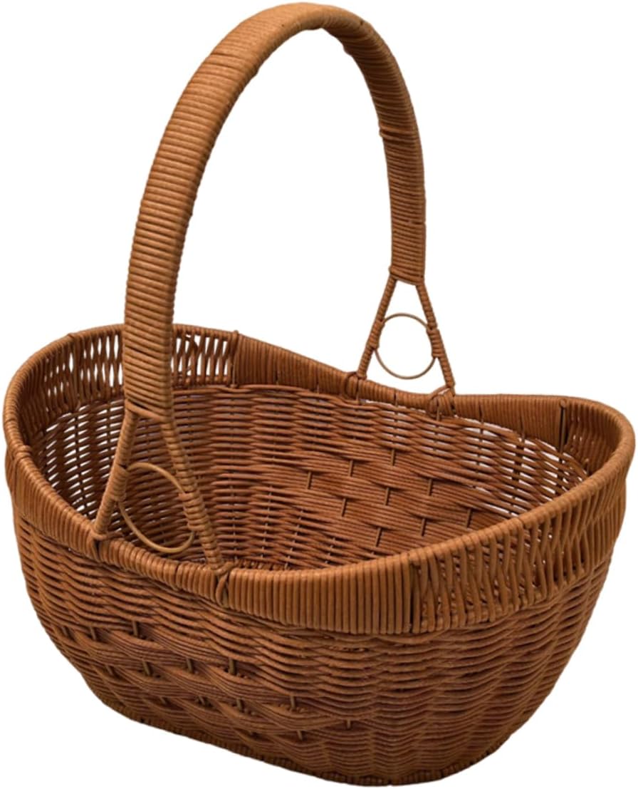 BESPORTBLE Handwoven Picnic Basket Handle Woven Storage Basket for Outdoor Activities for Food Storage Shopping Gardening Versatile