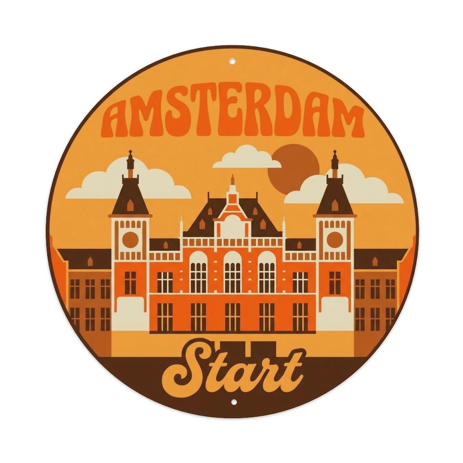 Vintage Travel Amsterdam Netherlands Creation Vintage Metal Tin Sign Plaque Wall Decor for Cafe, Club Bar, Office, Garden Metal Poster 8x8Inch