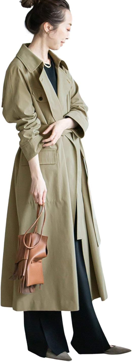 Amazon ノーブル サイドポケットトレンチコート 38 カーキ コート ジャケット 通販