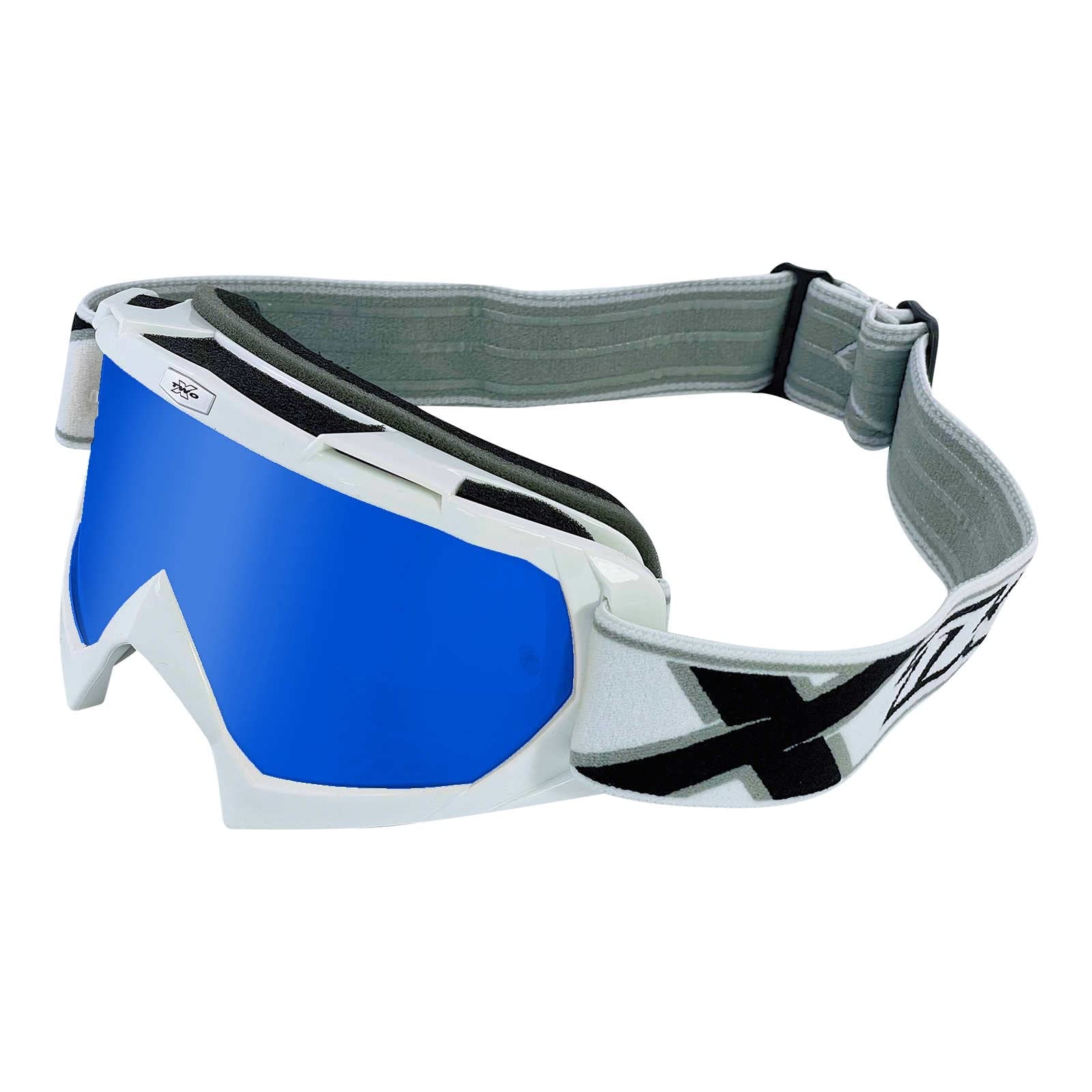 Lunettes de motocross TWO-X Race avec effet miroir bleu glacé - Lunettes MX lunettes de moto à effet miroir Enduro Motocross lunettes de protection MX anti-rayures