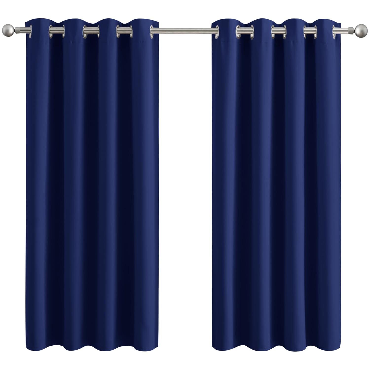 Aspire Homeware Navy Blackout Curtains For Living Room - Eyelet Curtains Bedroom 66X54 Inch Drop Thermal Insulated Super Soft Black Out Window Curtain With Tiebacks Pair Panel