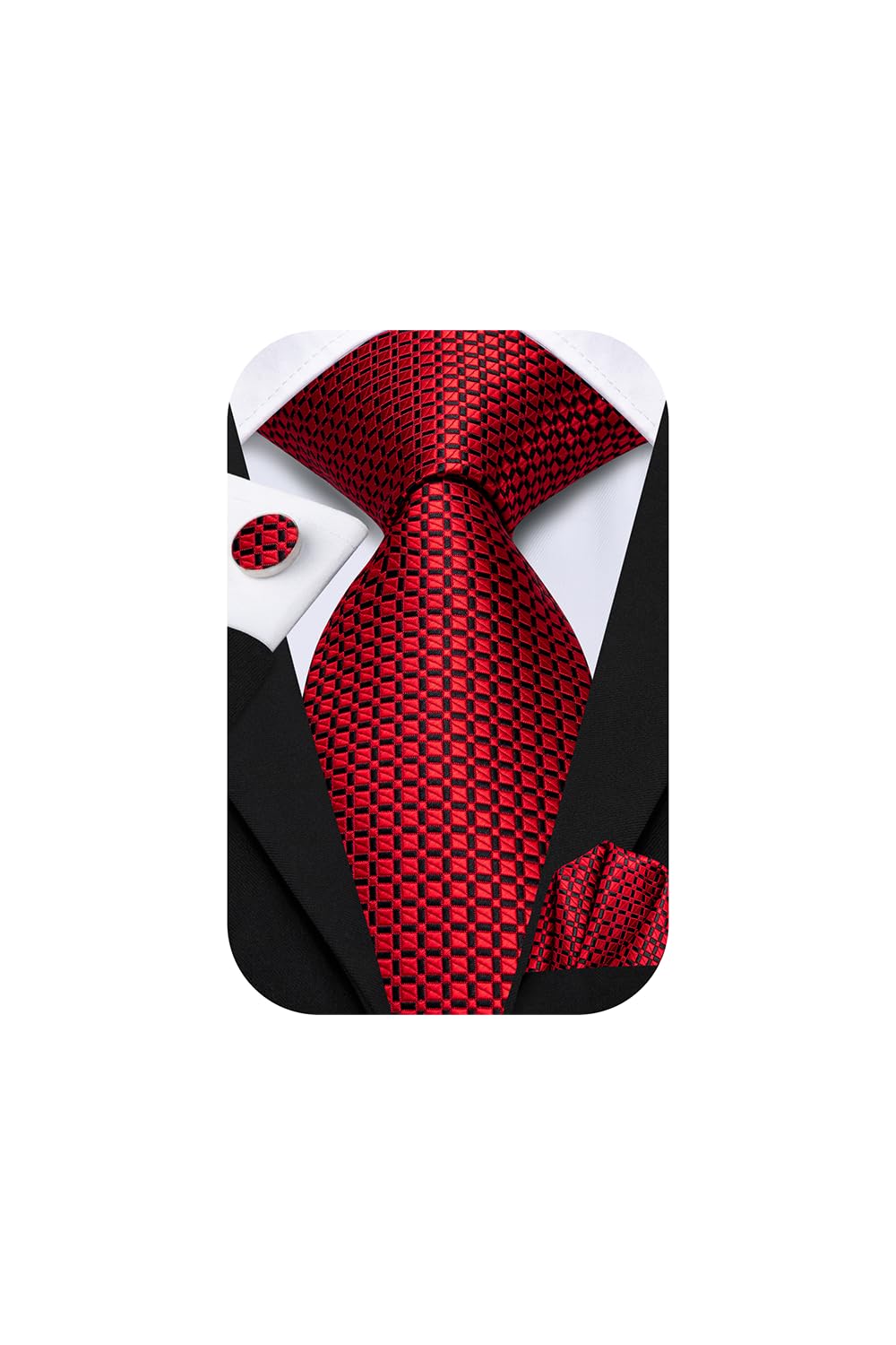 Mens 70 inches Tie Set Extra Long Necktie With Cufflinks Handkerchief For Big and Tall Men Business Wedding