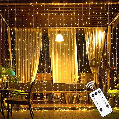JMEXSUSS 600 LED Curtain Lights Outdoor, 9.5x19.6ft Christmas String Lights