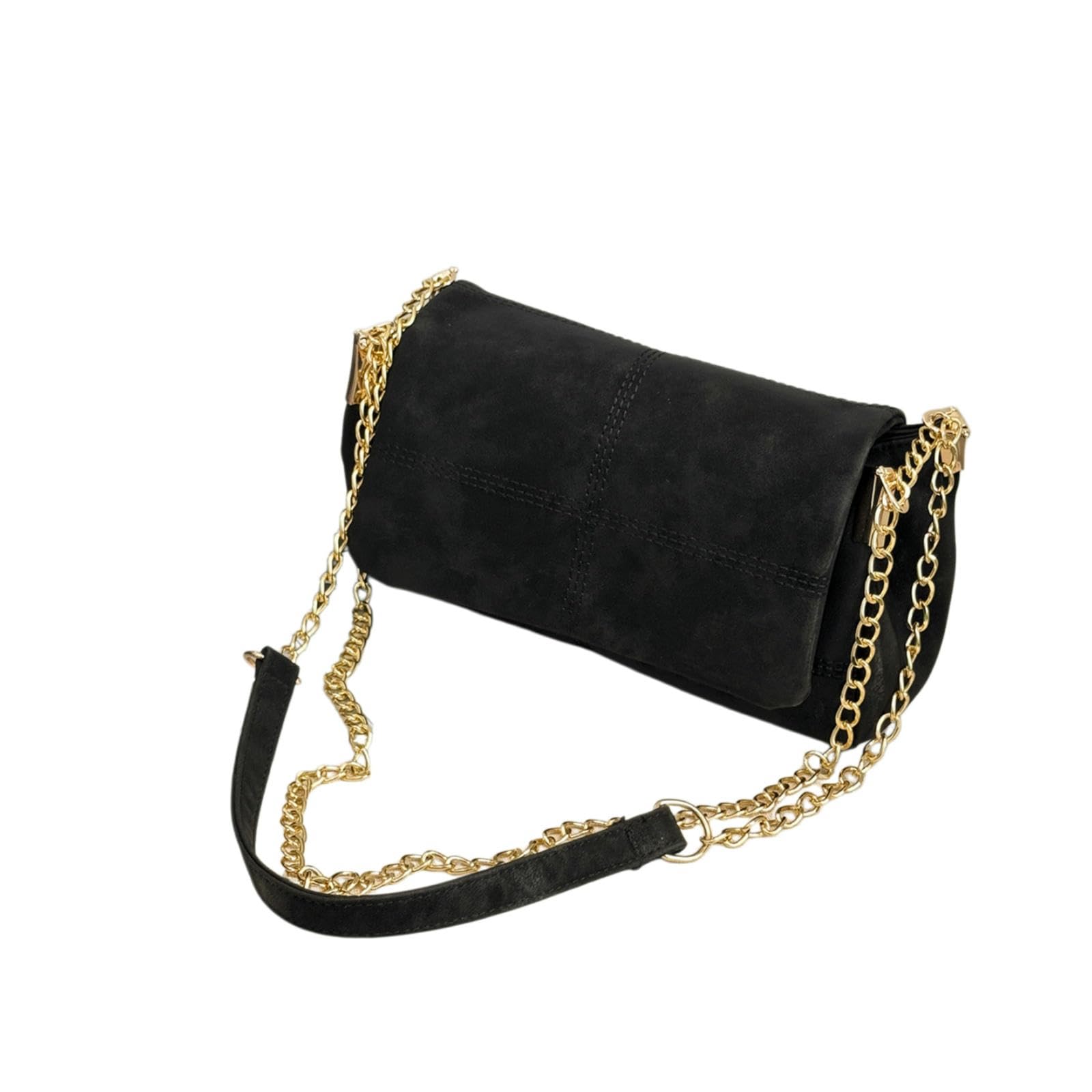 CYUCHENC crossbody bag Light Luxury Chain Fashionable And Versatile Simple Casual Texture One-shoulder Cross-body Handbag-black