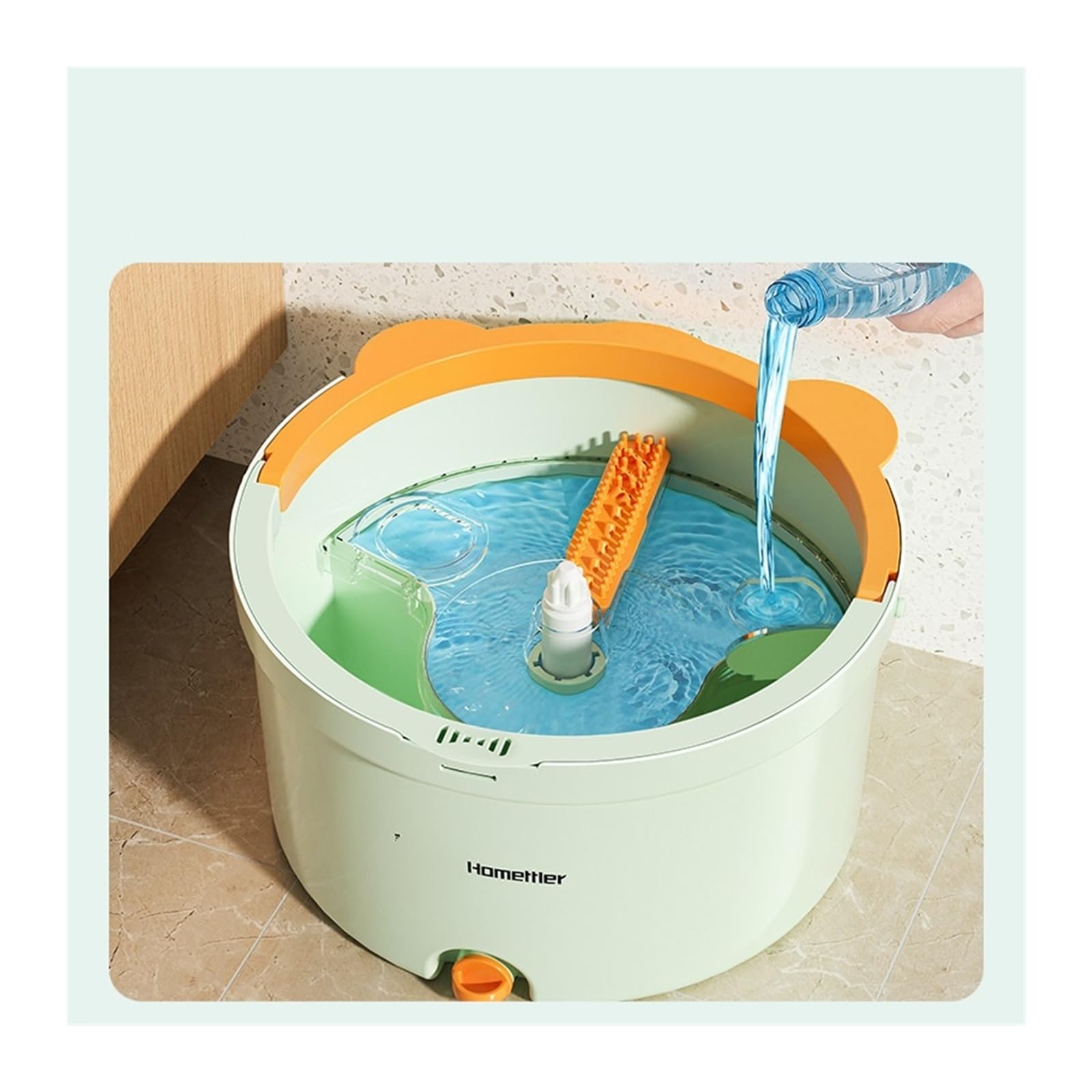 Trapeadores con cubo, baldosas absorbentes de agua y polvo, herramienta de limpieza multifuncional Compatible con cabezales reemplazables for sala de estar del hogar