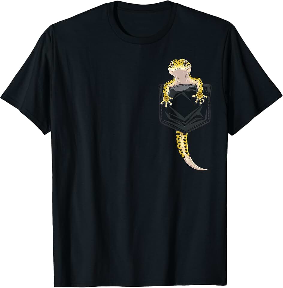 Leopard Gecko Pocket Apparel Gifts Graphic Tees Cute Lizard Reptile Leopard Gecko Pocket Gifts Men Women Kid T-Shirt OEKO-TEX STANDARD 100
