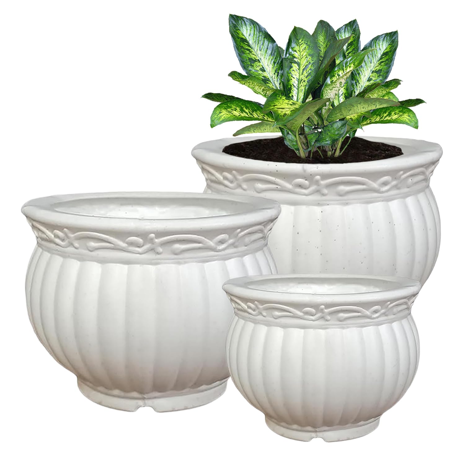 Heart Home Kanha Matki Flower Pot - White -7
