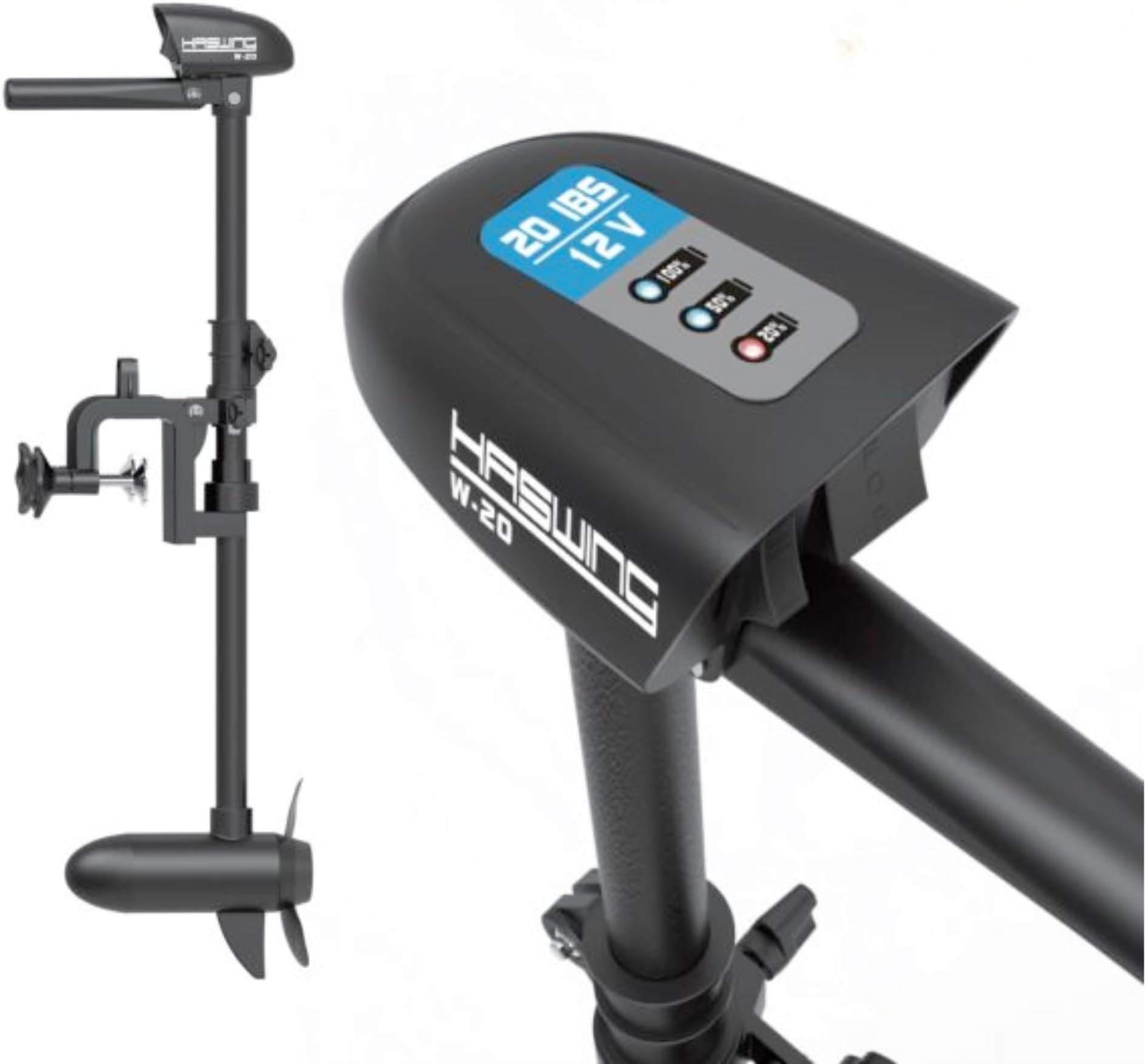 W20 Lightweight Compact Electric Outboard Trolling Motor for Boat, Dinghy and Kayaks, 2 Years Warranty