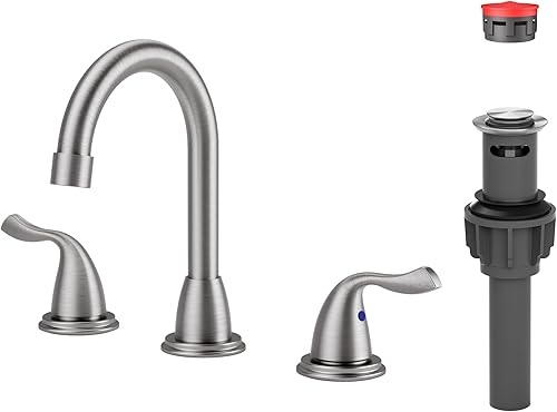 Grifos de baño para fregadero ARCORA de 3 agujeros de 8 pulgadas, grifo de baño generalizado de níquel cepillado, 2 asas, lavabo de baño con montaje