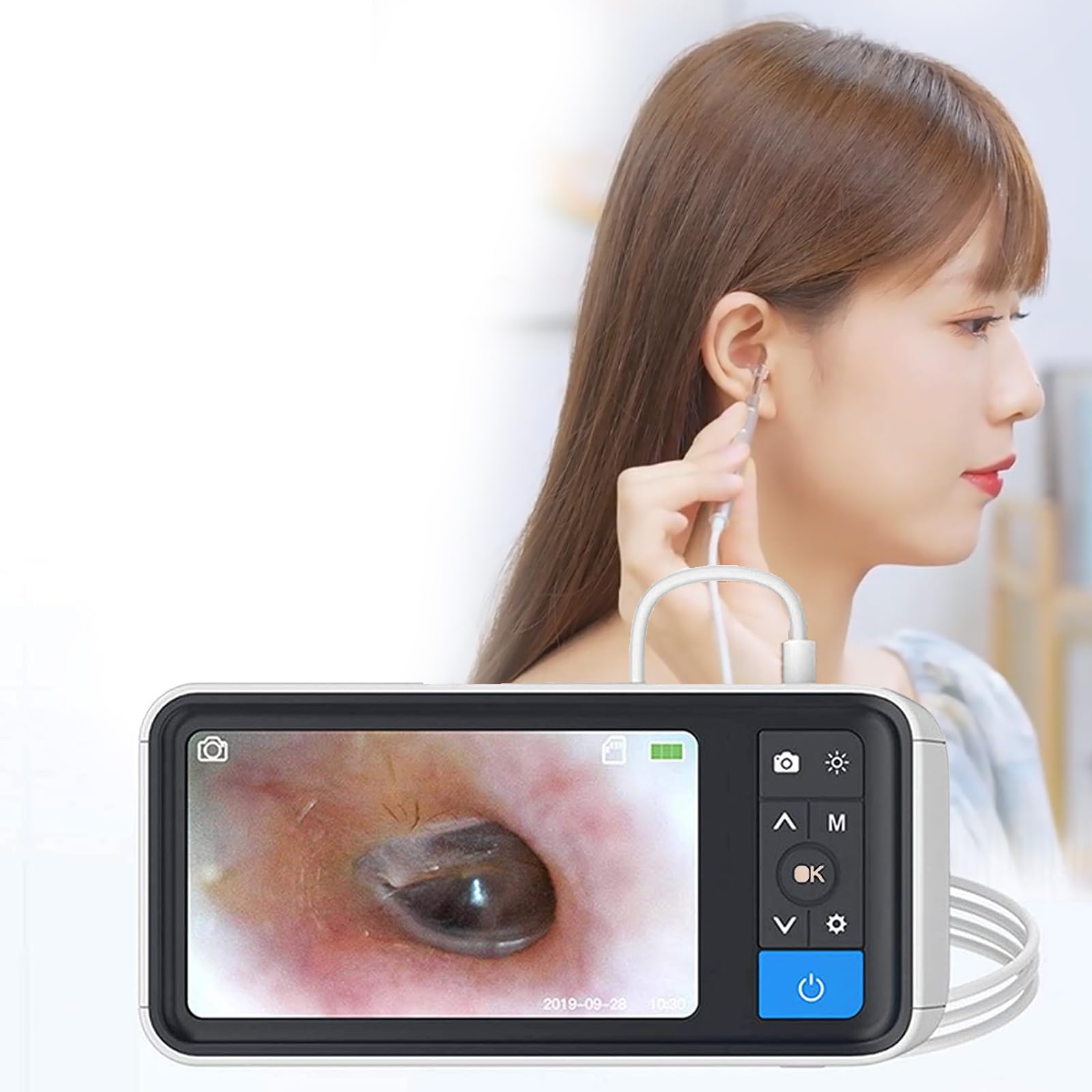 Otoscopio Digital 3.9mm Lente, Limpiador De Tapón De Oído, Cámara De Gancho De Oído, 4.5 Pulgadas 1080P HD, Cámara De Cera De Oído Con 2500mAh Batería Recargable, Para Adultos, Niños Y Mascotas