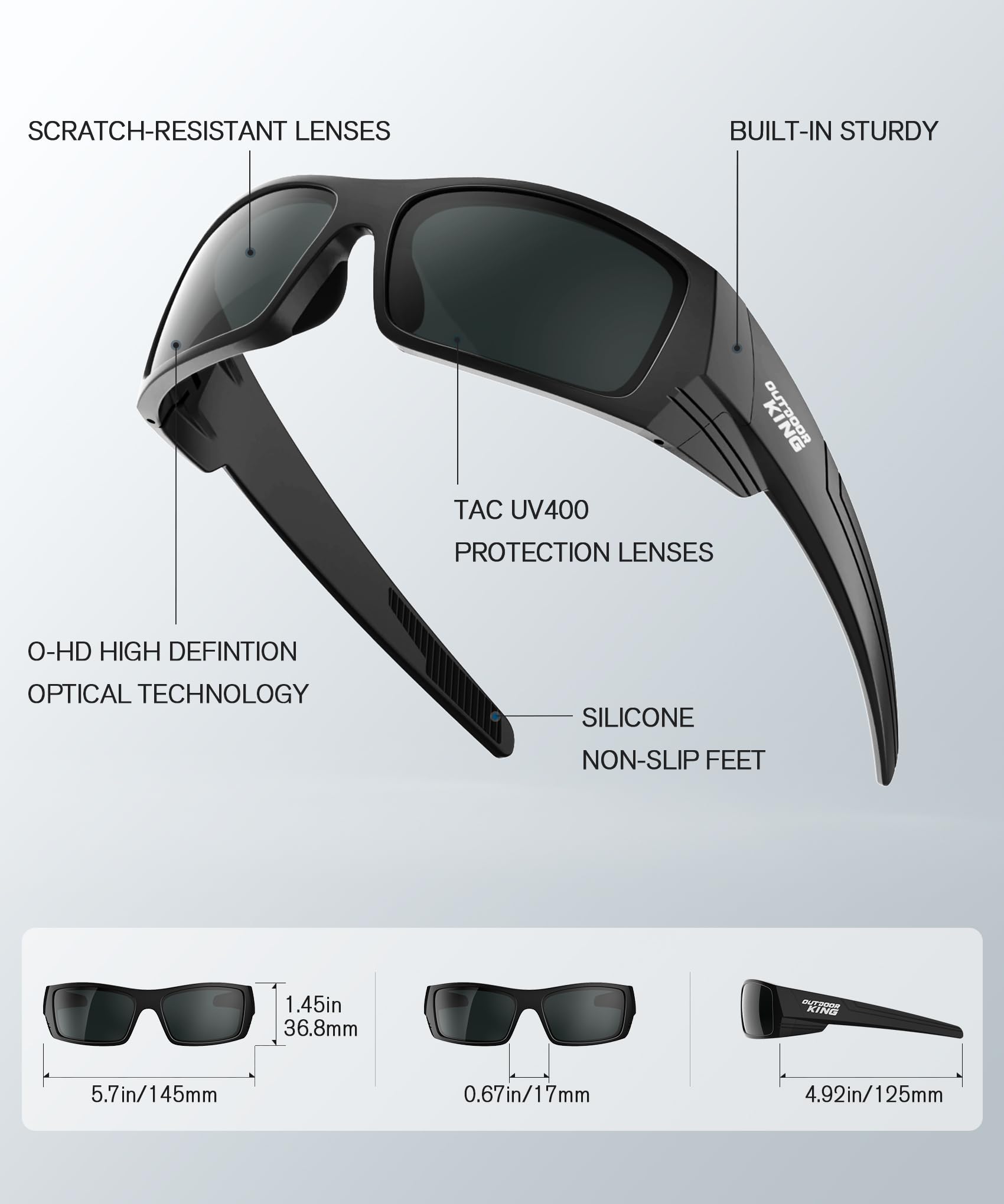 Gafas de sol deportivas polarizadas para hombre: gafas de sol envolventes para hombre, para pesca, ciclismo, correr, protección UV400