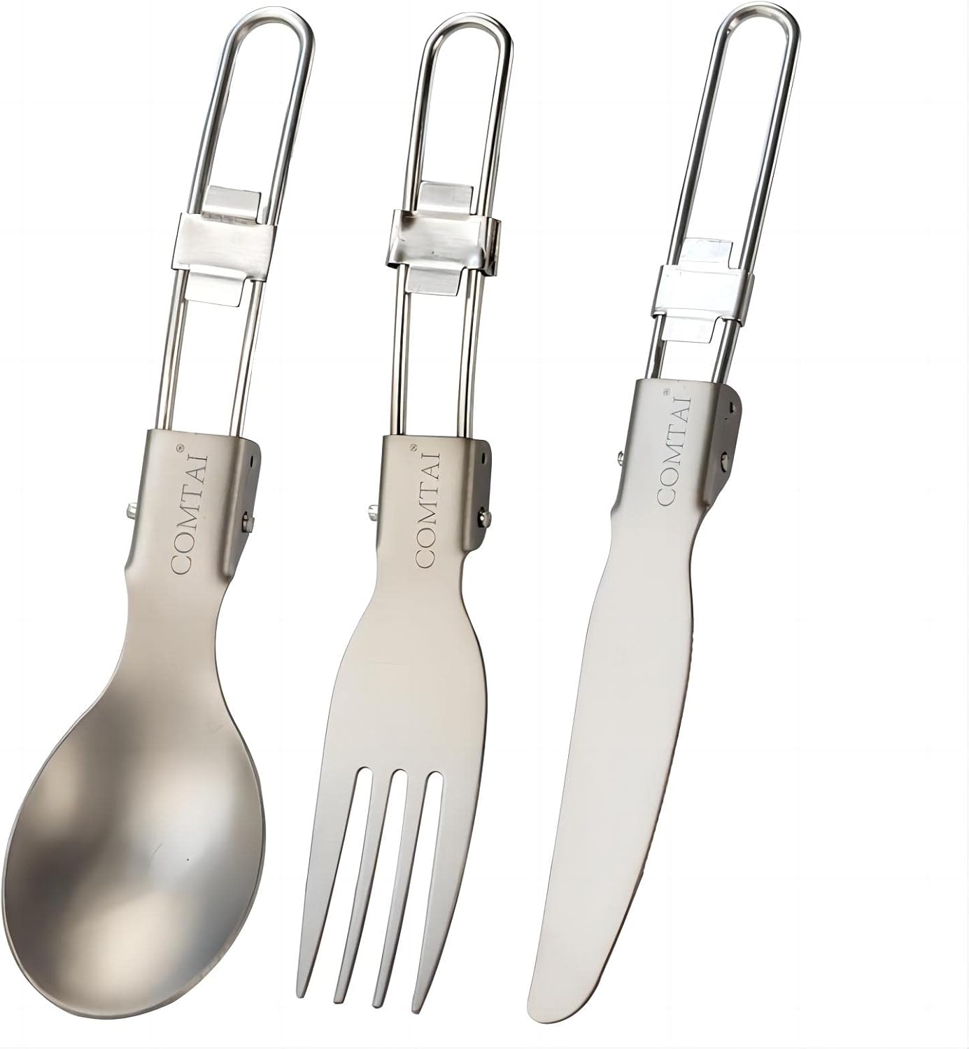 COMTAI Titanium Camping Cutlery Set, Foldable Travel