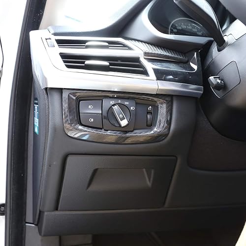 Miniatura 5 de CHEYA Fibra de carbono real para BMW X5 f15 2014-2018 interruptor de faros de coche decoración marco accesorios