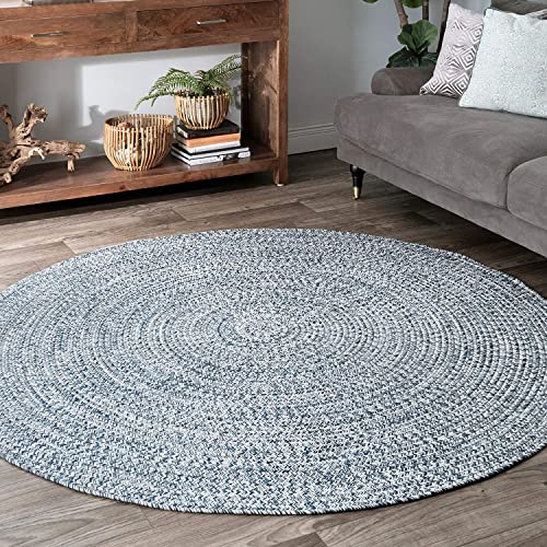 Image of Cotton Rounds Carpet for Living Room, Bedroom, Home Decor - Soft & Durable Floor Rug, Washable & Lightweight 7x7 feet, Color Light Blue