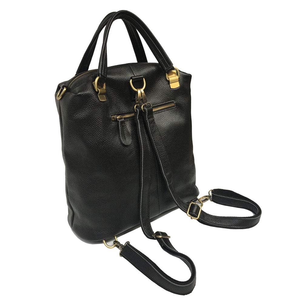 Alice Borsa a Tracolla in Vera Pelle Bovina per Donna, Borsa da Viaggio in Pelle Nera, Nero, 13.4 Pollici
