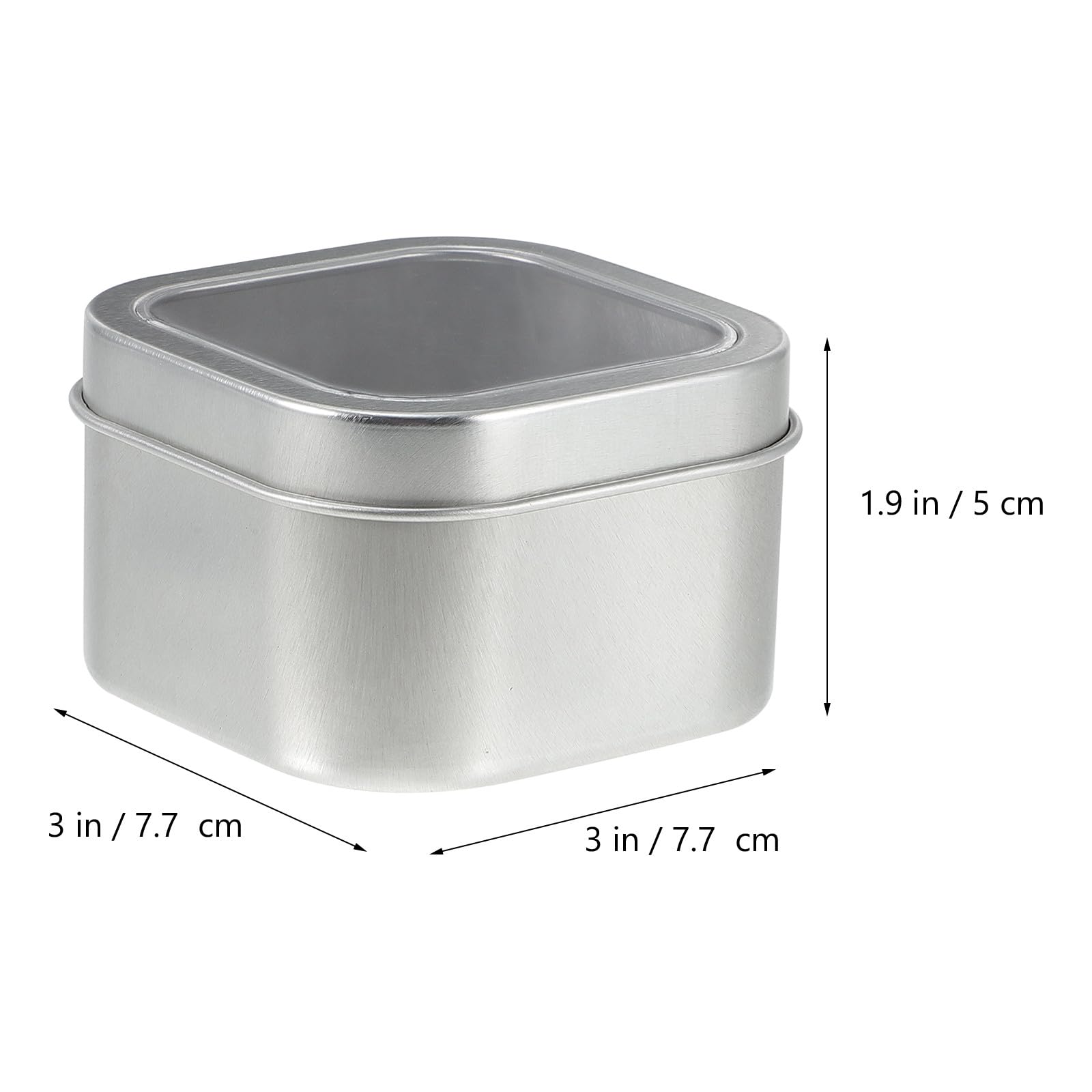 HANABASS Contenitori in Latta Quadrati 15 con Coperchio Trasparente 8 Once Scatole Riutilizzabili per Conservazione e Creazione Candele