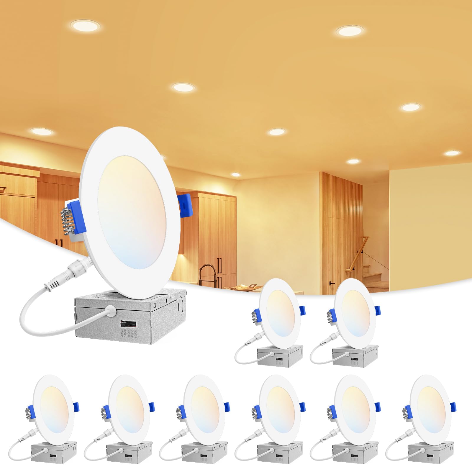 8 Pack 4 inch Recessed Lighting