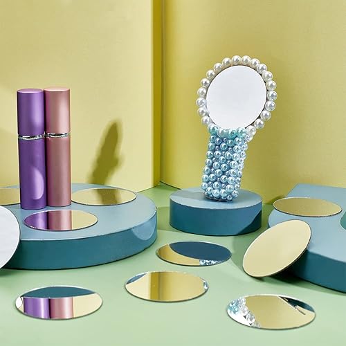 Miniatura 5 de PH PandaHall 50 azulejos de mosaico de espejo redondos de 2 pulgadas, azulejos de espejo acrílicos autoadhesivos, azulejos de espejo grandes,