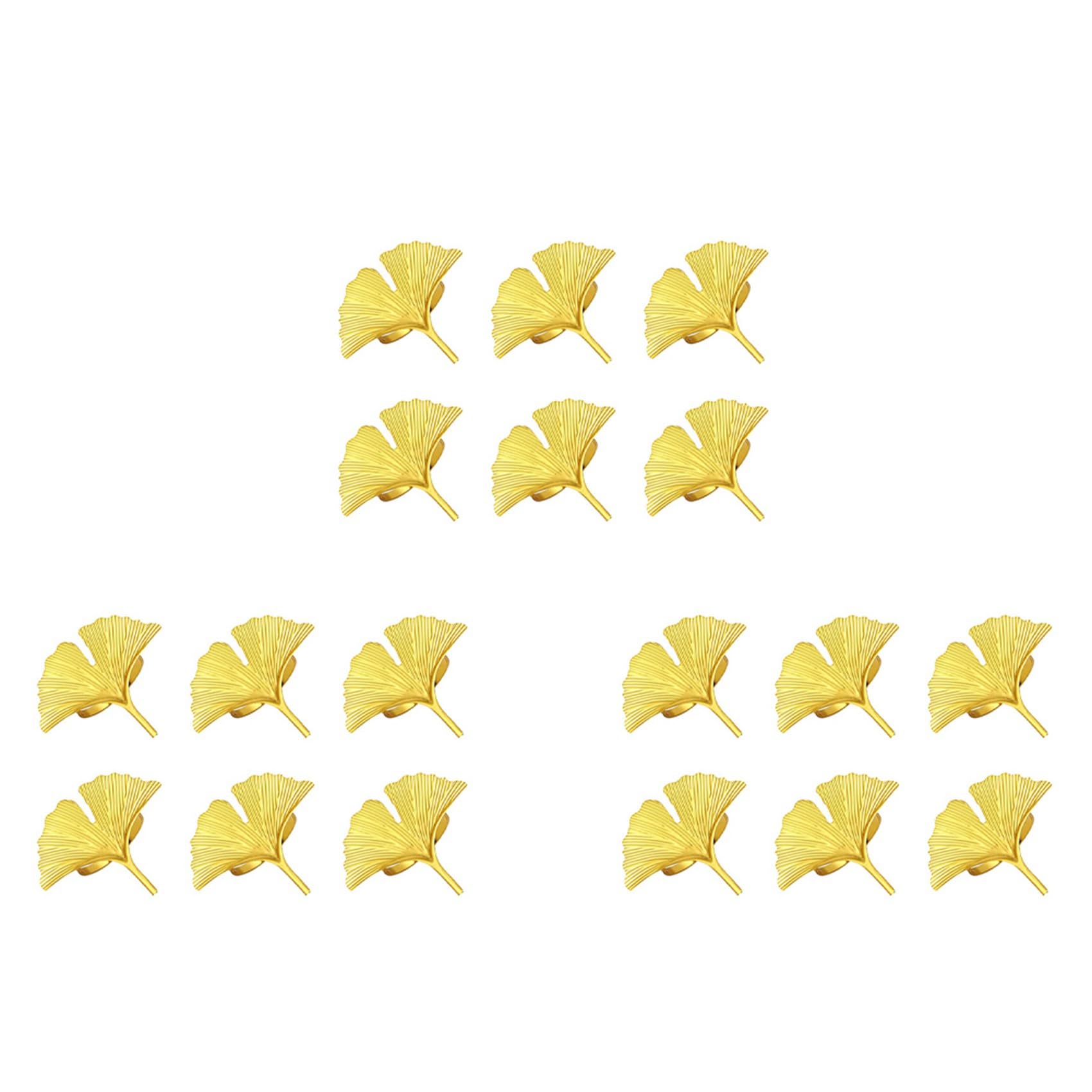 Hndhbfgrt Napkin Rings Set of 18,Ginkgo Leaf Napkin Rings Wedding Gold Napkin Buckle for Thanksgiving Table Decoration