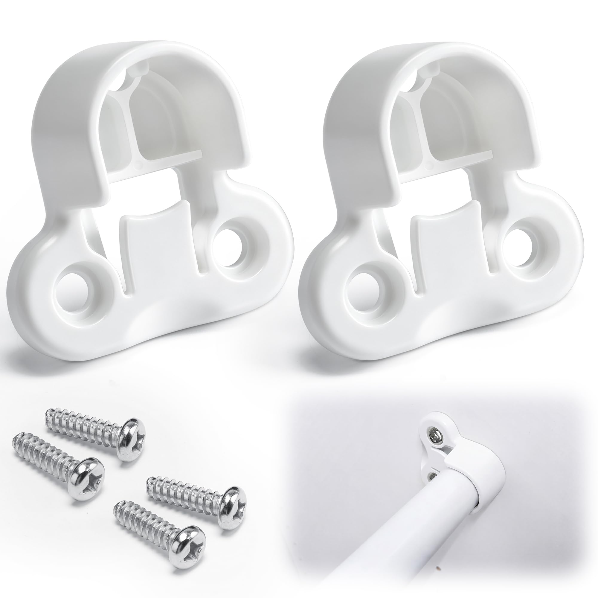 Enhon 2 Pack Reinforced Clothes Rail Holder, Compatible with IKEA PAX Komplement 130527, Wardrobe Rail Brackets Replacement, Clothes Rod Support Brackets with Screws for Wardrobe System, White
