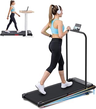 Portable Walking Pad Treadmill with Handle Bar Incline for Home, 2026 Upgrade Under Desk Treadmill for Home Small with Handles, Mini Walking Treadmills for Exercising, 0.6-7.6MPH, 350LBS