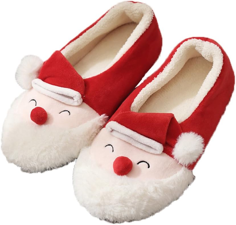 GaraTia Lovely Christmas Slipper Shoes Santa Claus Booties Red
