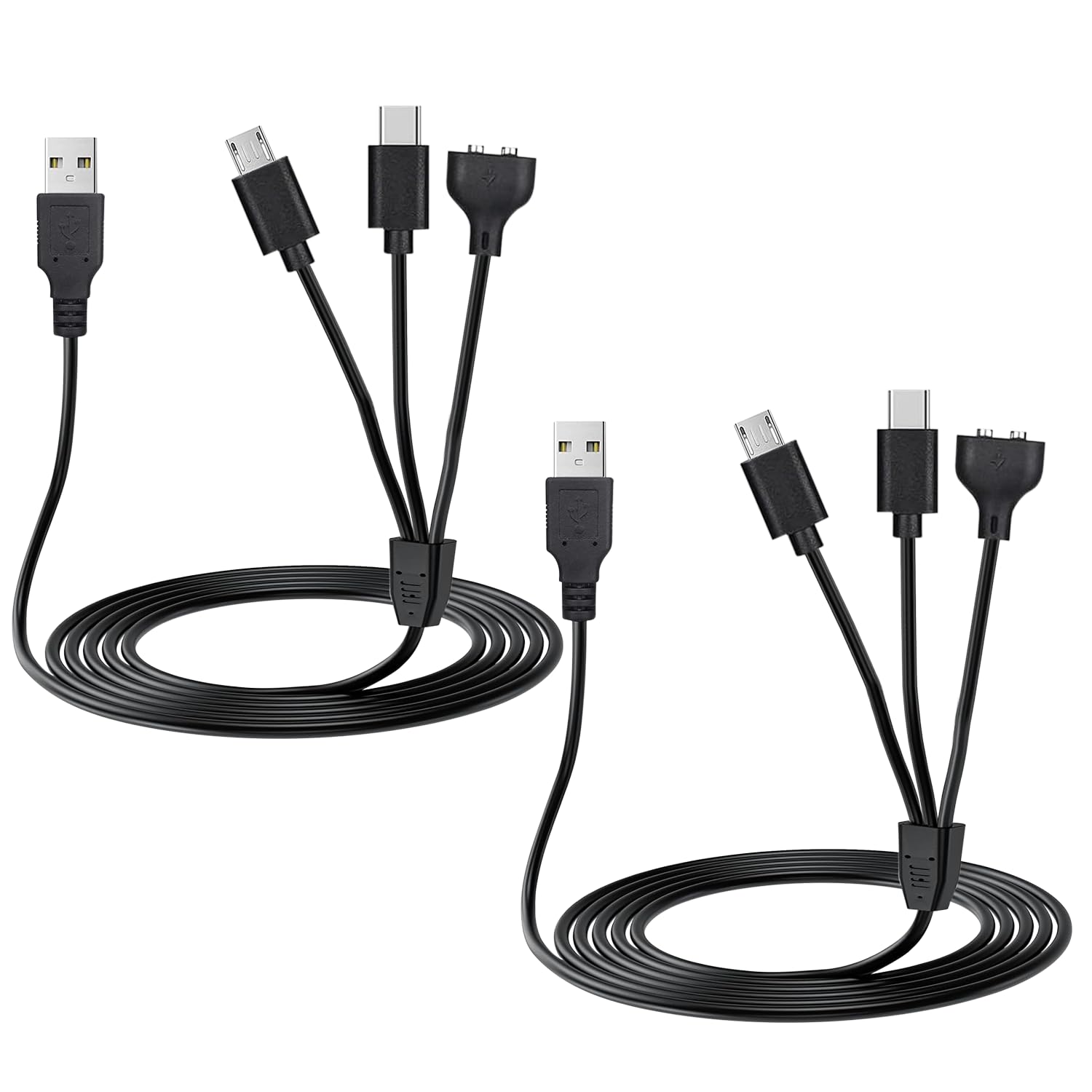 2-Pack 3-in-1 USB Charger Replacement for Delupet NVK Chicdeal MEGWR Worneeder Dog Training Collars, Type-C, Micro USB, and Magnetic Charging Cable Cord for Yawpet UKE JSCLYAN PECOLE Shock Collars