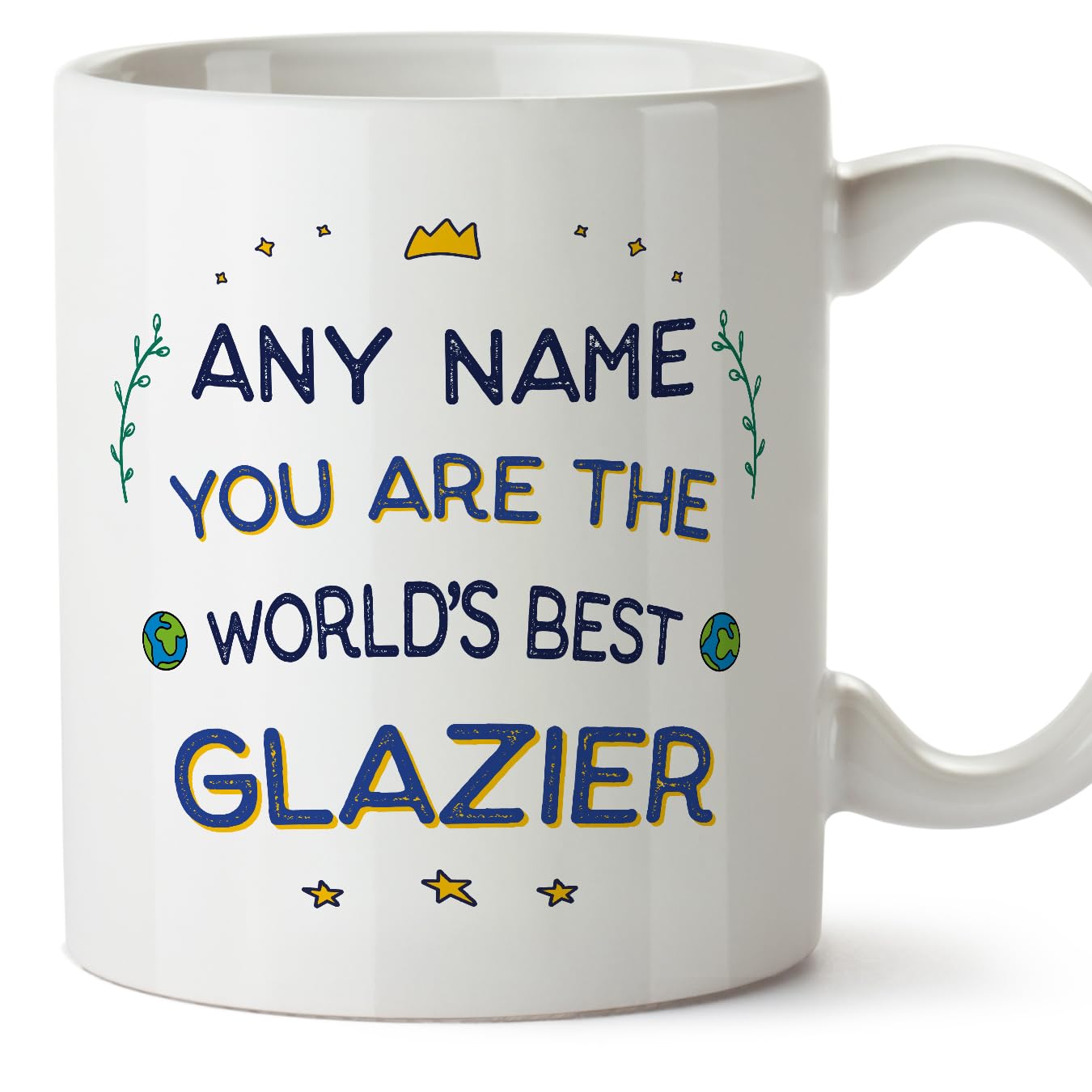 MUGFFINS Personalised Mug for Glazier - in English - World's Best - Funny Custom Gift for Colleagues - Ceramic 11oz Mug