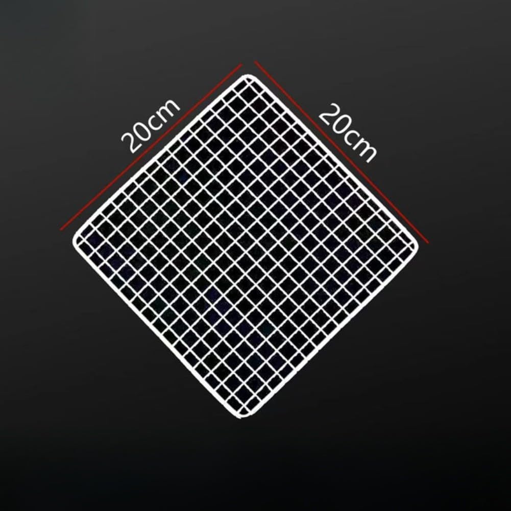 Griglia rettangolare in acciaio inox per barbecue, portatile, per cucinare all'aperto, campeggio, picnic, costruzione a lunga durata (20 x 20 cm)