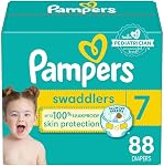 Couches Pampers Swaddlers, Taille 3, Absorbantes, Gardent bébé au sec et à l'aise, Couches jetables sûres pour la peau, 1 paquet (168 unités)