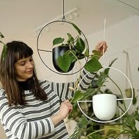 Vista 4 de 2 macetas colgantes para plantas de interior y exterior con ganchos y cadenas, perchas modernas de metal para pared y techo, cesta minimalista