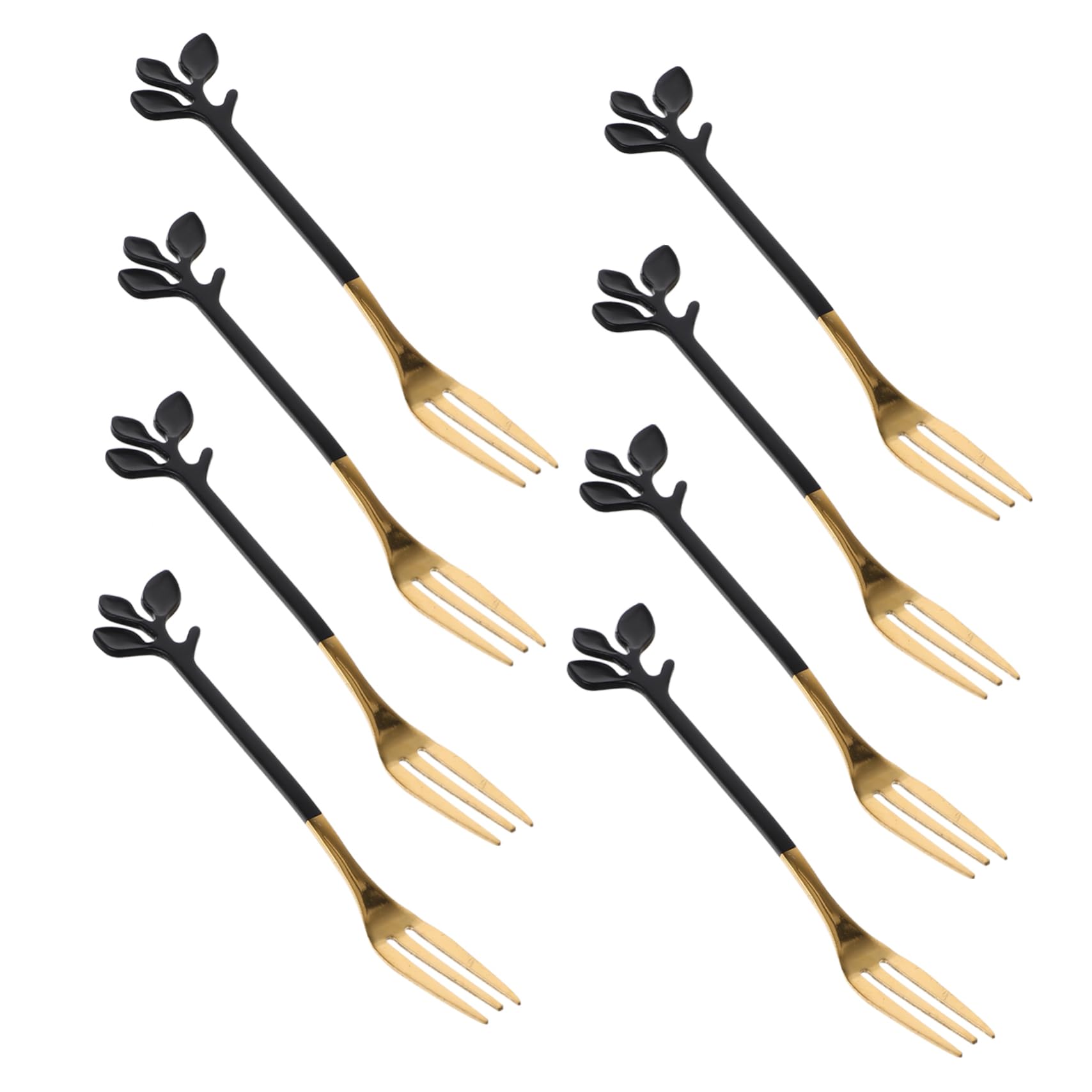 BRIGHTFUFU 8pcs Stainless Steel Fruit Fork Buffet Serving Utensils Forks for Cake Buffet Forks Seafood Forks Cake Tasting Forks Household Appetizer Forks Leaf Dessert Forks Fruit Forks