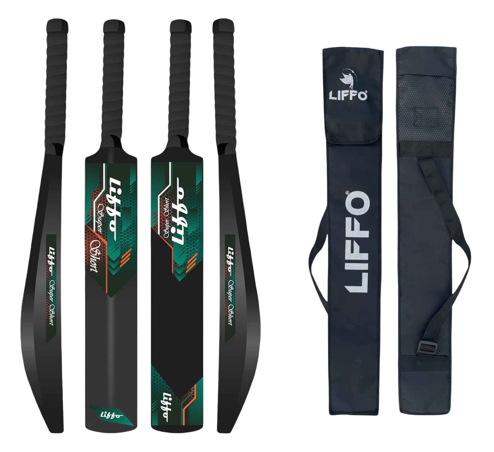 Liffo® Cricket Bat Plastic Bat for Adults, Turf Bat Heavy Plastic Cricket Bats with Anti Slip Rubber Grip for Gully Cricket, Tournament Match, Full Size with Cover (Green)-image-5