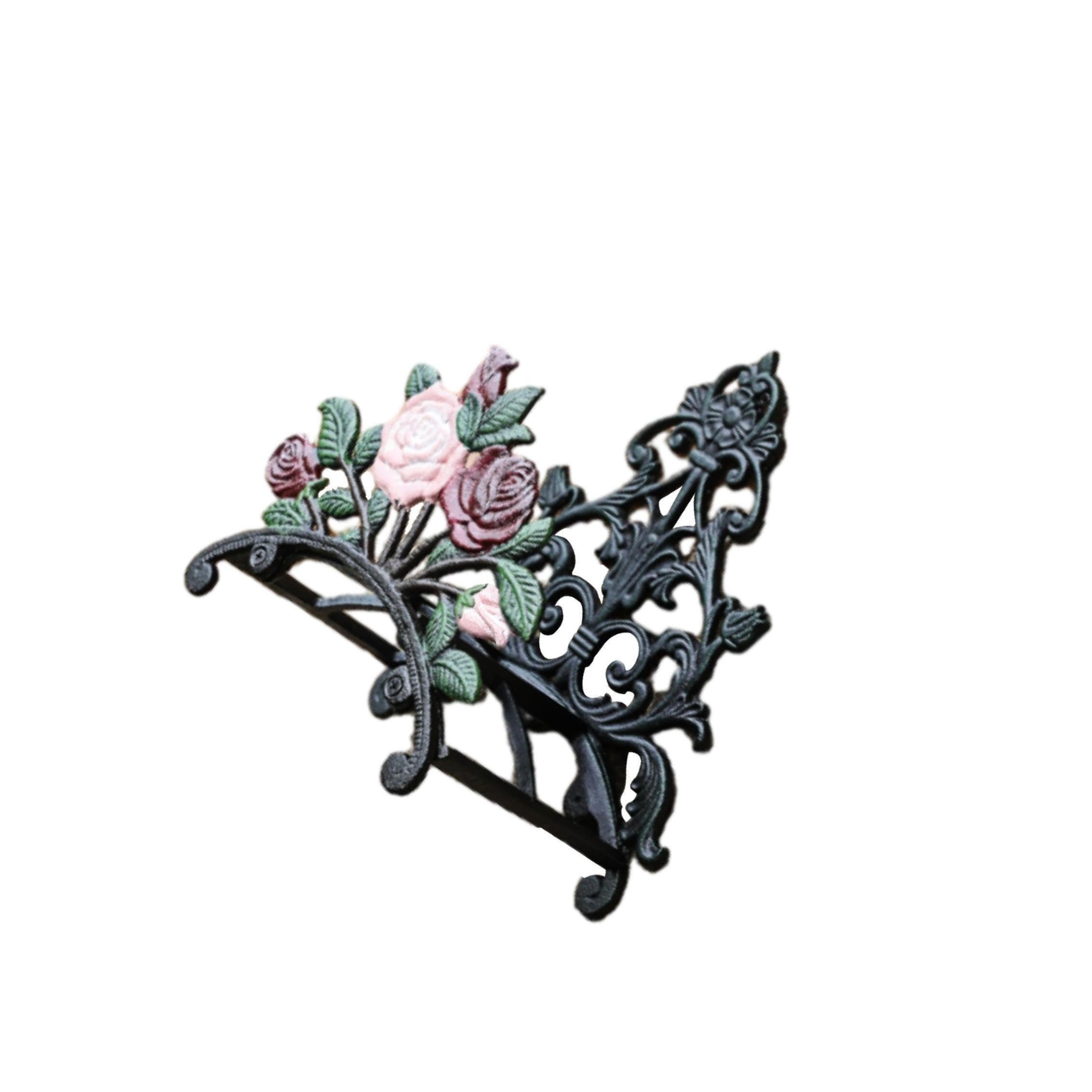 Quxvuis Black Durable Wall Mounted H Holder Water Hanger Decor For Balconies Terraces Courtyards Unique Painted Pattern Adds Bit Of Warmth And Vigor, Rose