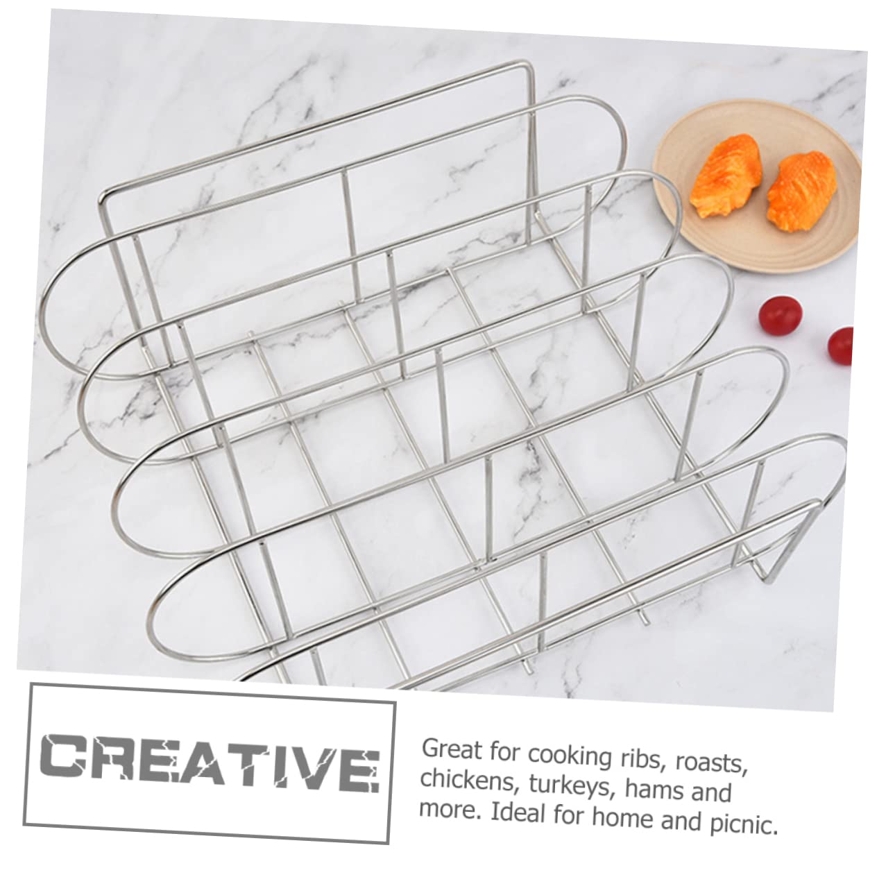 BESPORTBLE Supporto per Barbecue in Metallo Griglia per Bistecche e Costine per Grigliate all’Aperto in Acciaio Inox Resistente alle Alte Temperature Facile da Pulire per Campeggio Picnic