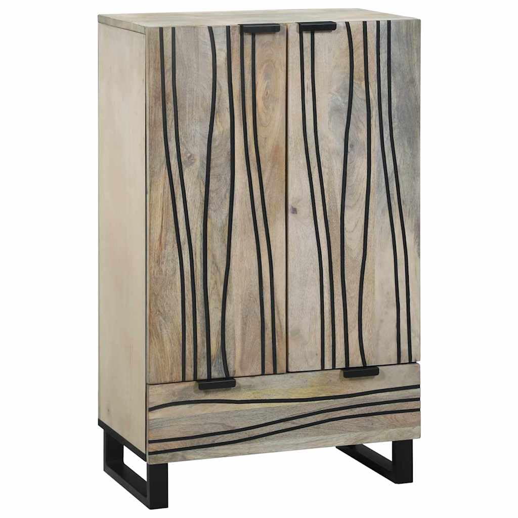 Générique Credenza Legno Mango Massiccio Bianco E Nero | Vasellame spazioso da parete per salotto o sala da pranzo