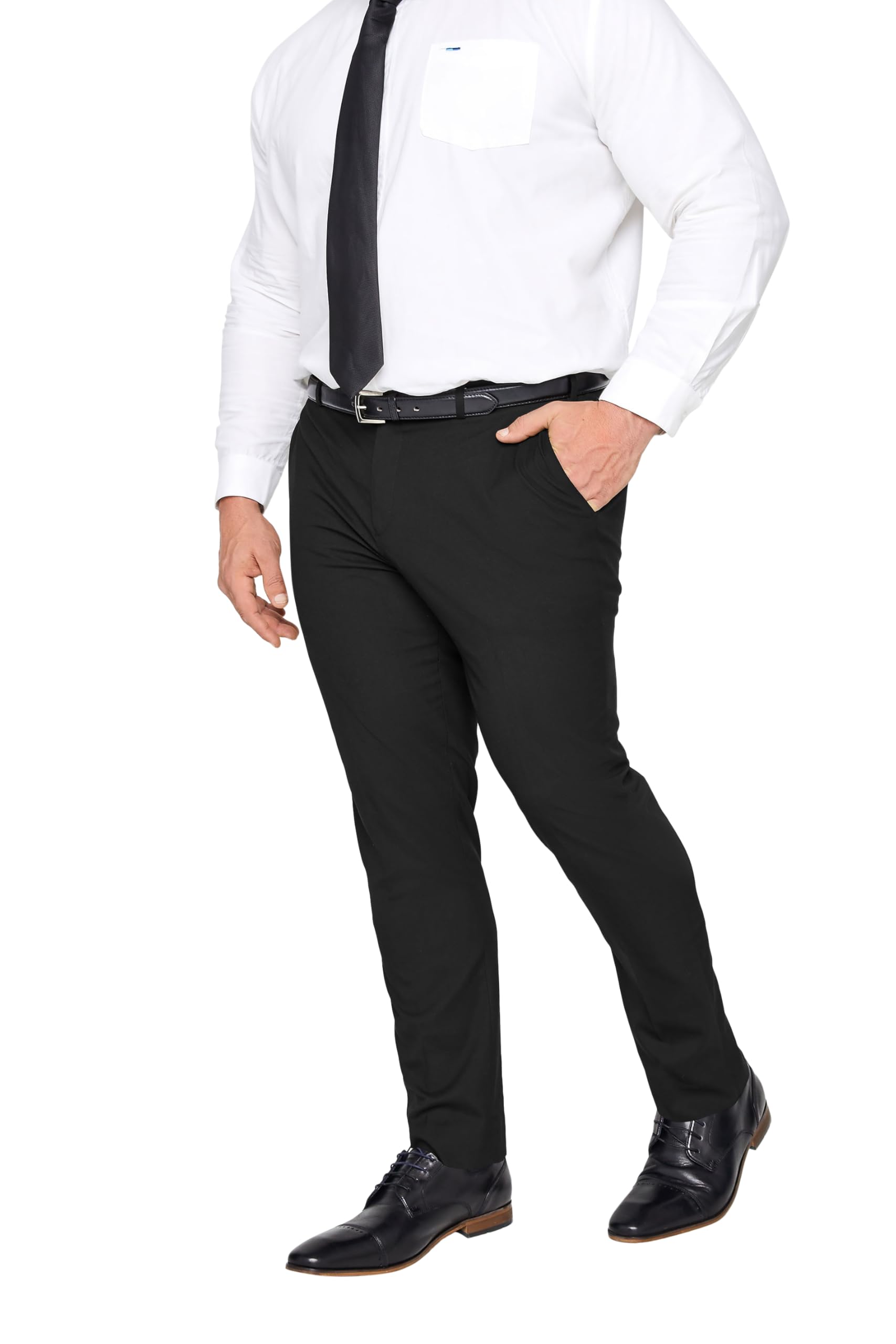 Badrhino Men's Black Tailoring Big & Tall Plain Suit Trousers - Plus Size Curve