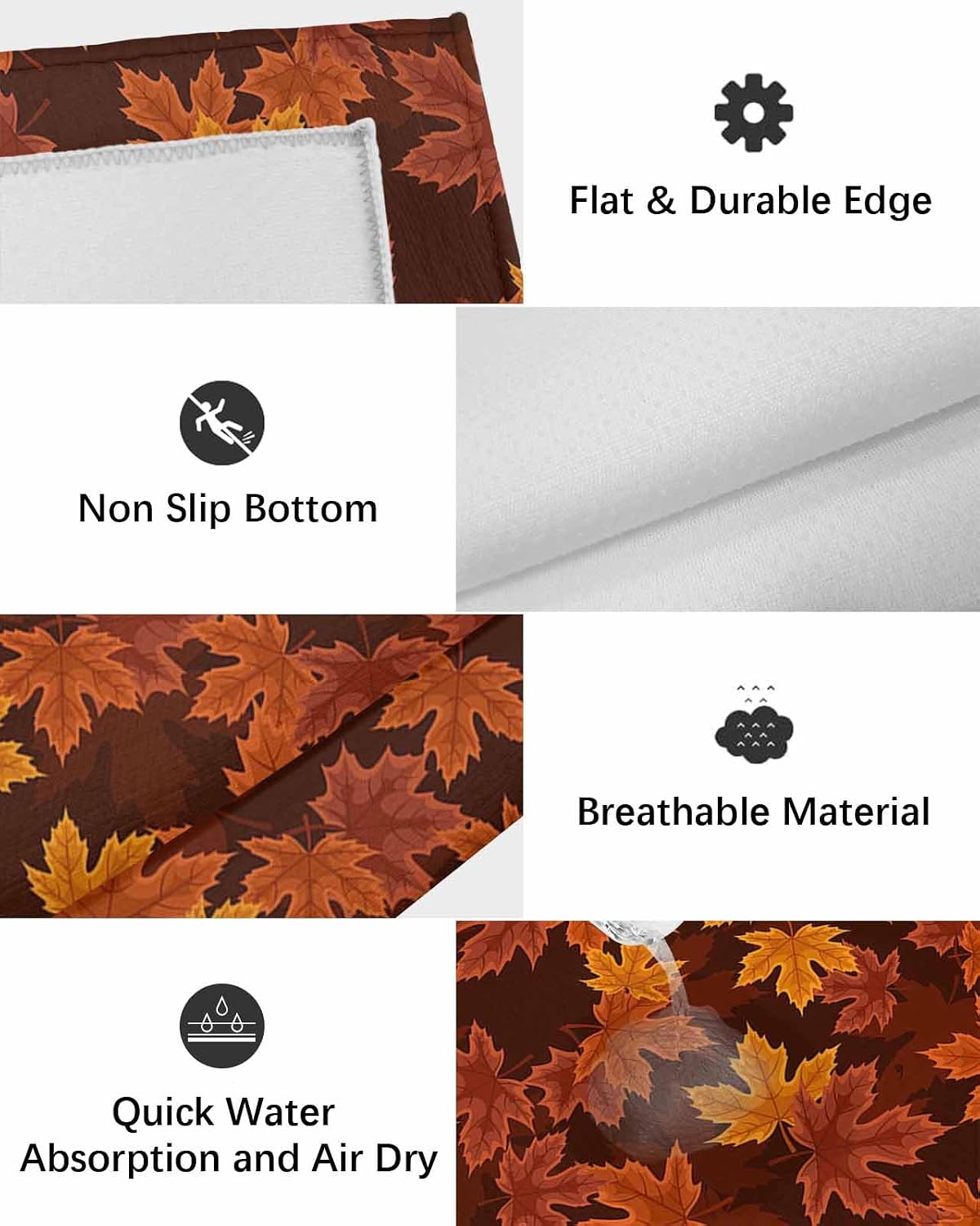 Outdoor Patio Rugs Autumn Harvest Maple Leaf Outdoor Area Rug Fall Leaves Orange Red Non-Slip Backyard/Camping RV Rug/Deck/Porch Rug Front Door Floor Mat Carpet,4x6ft,
