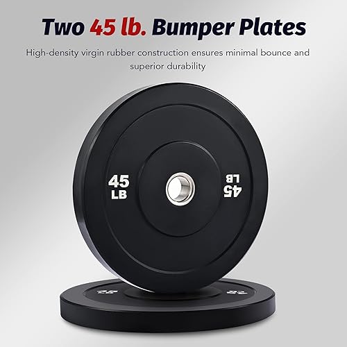 Miniatura 3 de ZELUS Weight Plate Set, Twin 2" Bumper Plates for Strength and Training Fitness, Olympic Weight Set with Rubber Barbell Dumbbell Plates Stainless