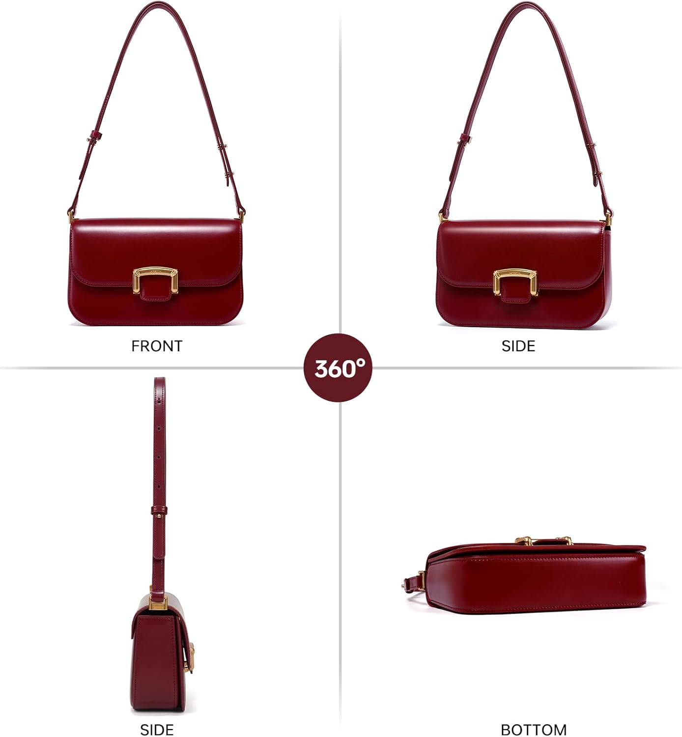 LA FESTIN Small Leather Shoulder Bag for Women - Designer Crossbody Handbag Satchel Purse with Strap for Everyday Use - Image 6