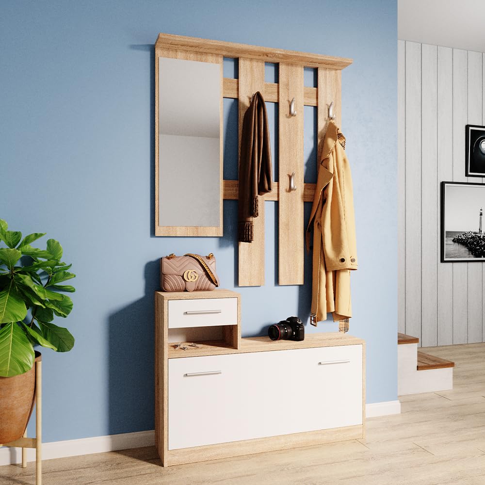 Vicco Garderobe Billy, Sonoma/Weiß, 100 x 111.6 cm