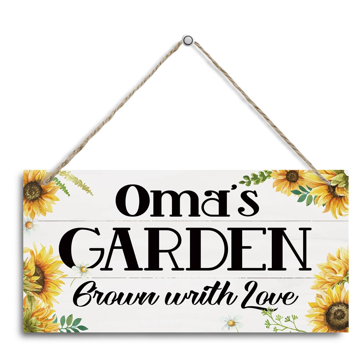 Oma's Garden Grown with Love Sign, Decorative Hanging Wall Plaque Wood Sign, Rustic Hanging Decor, Sunflower Wood Sign, Home Garden Yard Decor for Indoor and Outdoor, Oma Gift All Occasion