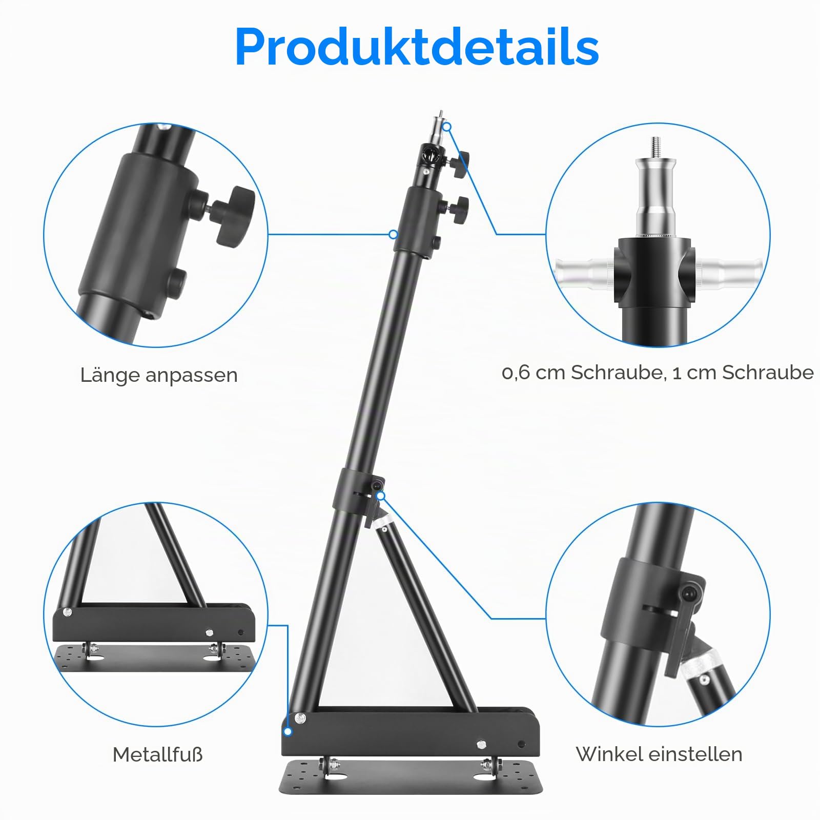 Wandmontage Dreieck Boom Arm 130cm, 180º Drehbare Kamera Wandhalterung Schwenkarm für Fotostudio, Blitzlicht, Softbox, Ringlicht, Schirm, LED-Videoleuchte
